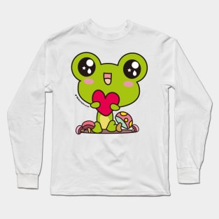 cute frog, kawaii frog cartoon Long Sleeve T-Shirt